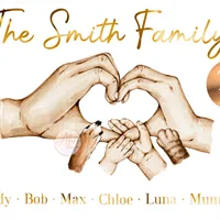 Personalised family hands foil print gallery shot 2