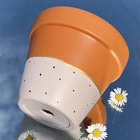 Pink beige polka dot 11cm plant pot