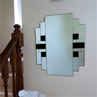 Black Art Deco Stained Glass  rectangular mirror