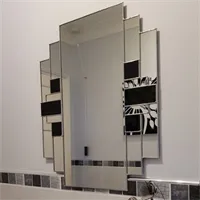 Black Art Deco stained glass  wall mirror