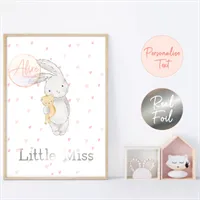 Pink Bunny Personalised Foil Print gallery shot 8