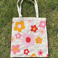 Pink Daisy 100% Organic Cotton Tote Bag