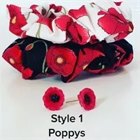 Polymer clay poppy studs and scrunchies
