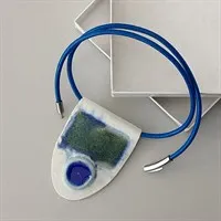 Porcelain Necklace With Blue Feature