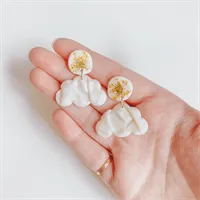 Pressed Flower Cloud Dangle Earrings