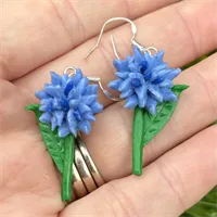 Pretty Blue Cornflower Earrings 2