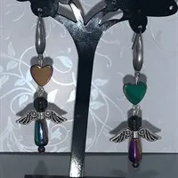 Protection Rainbow Hematite Angel charm eartings gallery shot 8