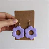 Purple Flower Polymer Clay Earrings