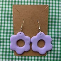 Purple Flower Polymer Clay Earrings