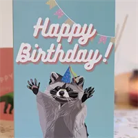 Raccoon Birthday Card.