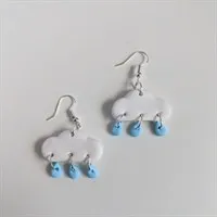 Rain Cloud Polymer Clay Earrings gallery shot 1