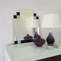 Art Deco wall mirror in black and grey stained glass gallery shot 4