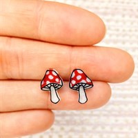 Red And White Mushroom Earrings