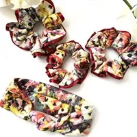 Red Floral Scrunchies | Headband | Eco