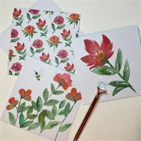 Red Flowers Greetings Card Pack