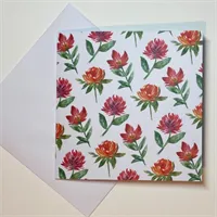 Red Flowers Greetings Card