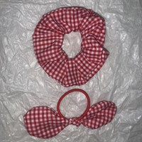 Red Gingham School Scrunchy and Bow