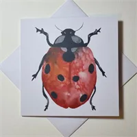 Red Ladybird greetings card - watercolou 2