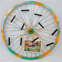 Repurposed Bike Wheel Photo Display
