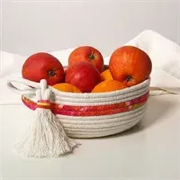 Rope Bowl With Orange Trim And Tassle