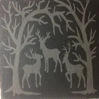 Rustic Deer Designed Slate Coaster