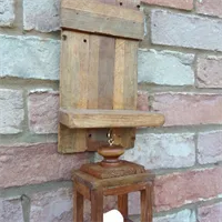 Rustic shelf with handmade lantern and b 3