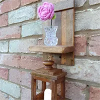 Rustic shelf with handmade lantern and b 4