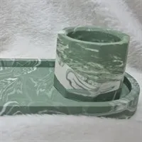 Sage Green Accessory Tray And Pot Set