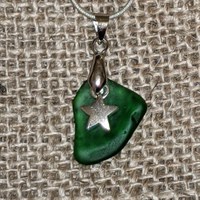 Sea glass necklace with heart charm