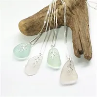 Sea glass pendant and sterling chain gallery shot 8