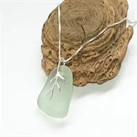 Sea glass pendant and sterling chain