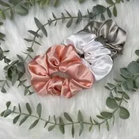 Set Of 3 Silky Feel Satin Scrunchies