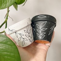 Set Of Two Black And White 8cm Planters