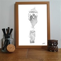 Sheltered Love Pointillism Art Print