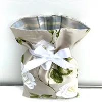 Silk Gift Bag with White Printed Roses Ribbon 6