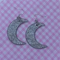 Silver Starlight Crescent Moon Earrings