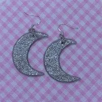 Silver Starlight Crescent Moon Earrings 2 gallery shot 15