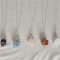Silver Wire Wrapped Crystal Necklace