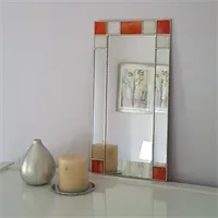 Small Art Deco orange wall mirror gallery shot 2