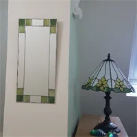 Small Art Deco Mirror - Green Stained Glass