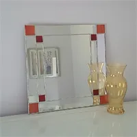 Small Art Deco Mirror - Orange and Red Stained Glass