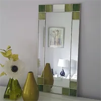 Small Art Deco Mirror - Green Stained Glass