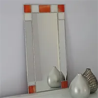 Art Deco Orange Stained Glass Mirror