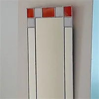 Small Art Deco stained glass rectangular wall mirror