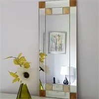 Small Art Deco stained glass mirrors  in brown and cream stained glass