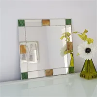 Small Art Deco stained glass mirrors  in green and amber stained glass