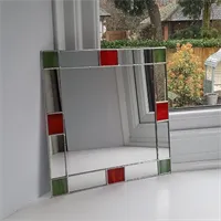 Small Rectangular Art Deco Mirror-red and green