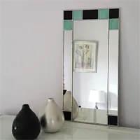 Small Art Deco Wall Mirror green/black stained glass