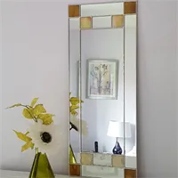 Art Deco Wall Mirror brown and cream stained glass
