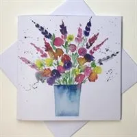 Blooms in a vase Greetings Card